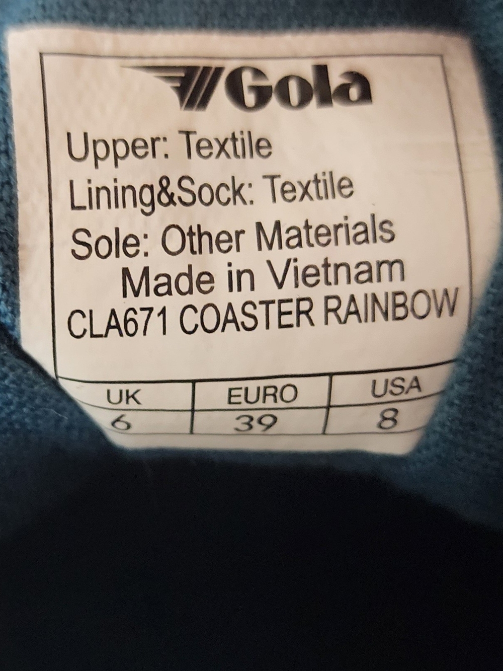 Gola Blue Canvas Sneakers with Rainbow Stripe - Picture 8 of 8
